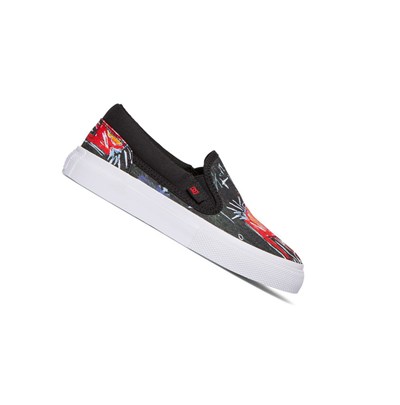 DC Basquiat Manual Slip On Detske Čierne Zelene | EO0382614